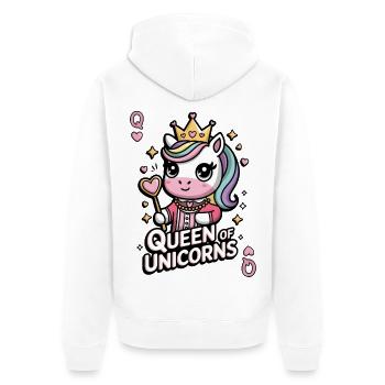 Queen Of Unicorns - Unisex Premium Organic Zip Hoodie - white - Back - Thijin (182cm)