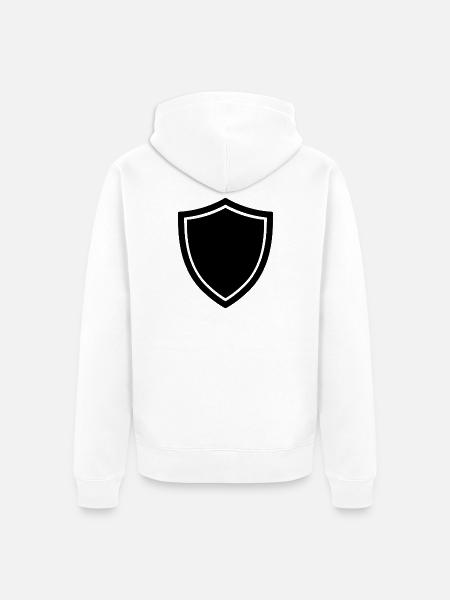 shield icon logo shape security - Unisex Premium Organic Zip Hoodie - white