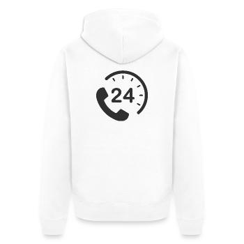 24/7 h Service - Unisex Premium Bio Zip Hoodie - Weiß - Hinten - Thijin (182cm)