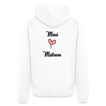 GELIEBTE. VIELEN DANK. DANKE, HERRIN - Unisex Premium Bio Zip Hoodie - Weiß - Hinten - Thijin (182cm)