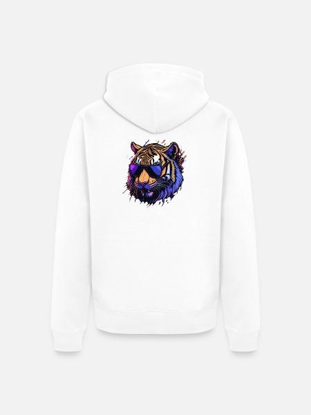 Cooler Retro-Tigerkopf - Unisex Premium Bio Zip Hoodie - Weiß