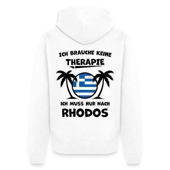 Rhodos Griechenland – Urlaub & Erinnerungen - Unisex Premium Bio Zip Hoodie - Weiß - Hinten - Thijin (182cm)