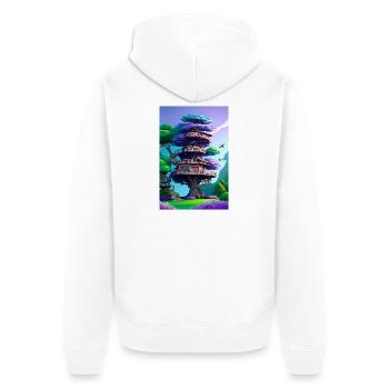 Treehouse Purple - Unisex Premium Bio Zip Hoodie - Weiß - Hinten - Thijin (182cm)