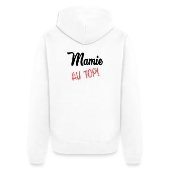 OMA. MUTTERTAG. ALLES GUTE ZUM OMA-TAG - Unisex Premium Bio Zip Hoodie - Weiß - Hinten - Thijin (182cm)