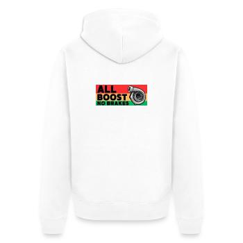 All Boost - keine Bremsen - Unisex Premium Bio Zip Hoodie - Weiß - Hinten - Thijin (182cm)