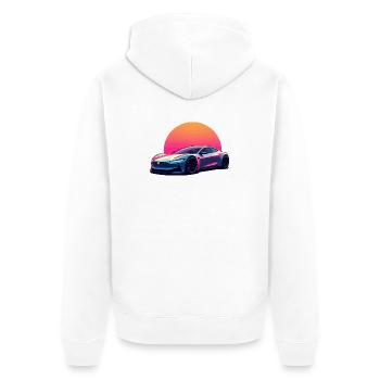 Elektrische Welle - Unisex Premium Bio Zip Hoodie - Weiß - Hinten - Thijin (182cm)