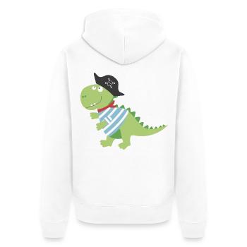 Dino Pirat Piratenkostüm Halloween Karneval Jungen - Unisex Premium Bio Zip Hoodie - Weiß - Hinten - Thijin (182cm)