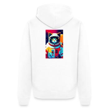 Astronauten-Katze - Unisex Premium Bio Zip Hoodie - Weiß - Hinten - Thijin (182cm)