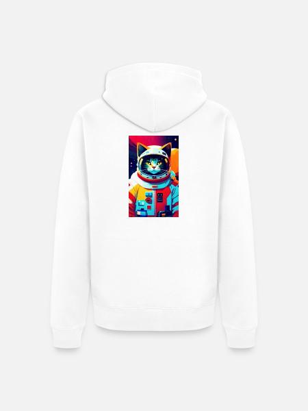 Chat astronaute - Veste à capuche bio Premium Unisexe - blanc
