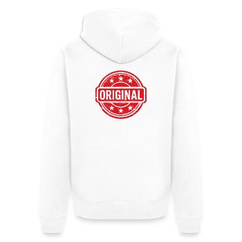 Ursprüngliches Grunge-Gummistempel-Abzeichen-Vektordesign - Unisex Premium Bio Zip Hoodie - Weiß - Hinten - Thijin (182cm)