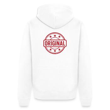 Ursprüngliches Grunge-Gummistempel-Abzeichen-Vektordesign - Unisex Premium Bio Zip Hoodie - Weiß - Hinten - Thijin (182cm)