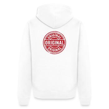 Ursprüngliches Grunge-Gummistempel-Abzeichen-Vektordesign - Unisex Premium Bio Zip Hoodie - Weiß - Hinten - Thijin (182cm)