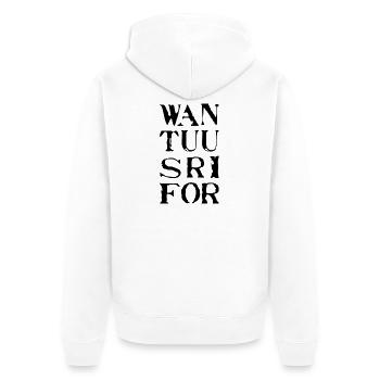 Wan, Tuu, Sri, For - Unisex Premium Bio Zip Hoodie - Weiß - Hinten - Thijin (182cm)