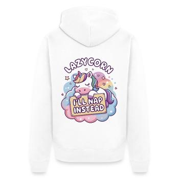 Faulpelz: Ich mache stattdessen ein Nickerchen - Unisex Premium Bio Zip Hoodie - Weiß - Hinten - Thijin (182cm)