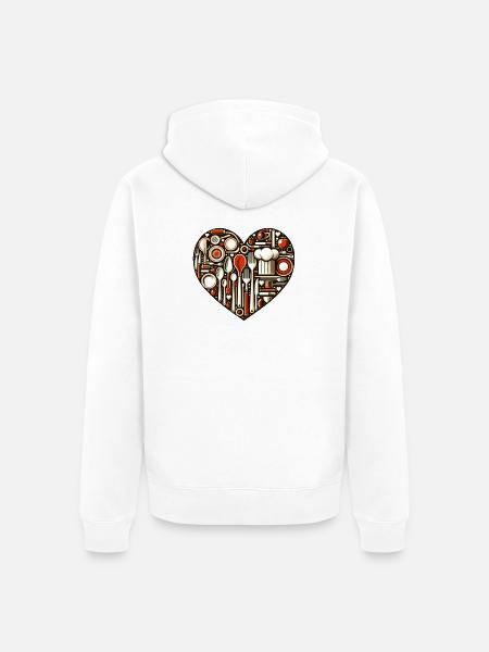Küchenliebe Herz - Unisex Premium Bio Zip Hoodie - Weiß