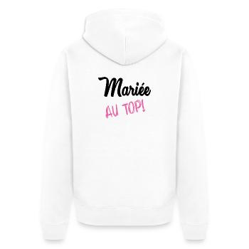 HOCHZEIT. HERZ. PAAR. ICH HABE GERADE GEHEIRATET. Junggesellinnenabschied - Unisex Premium Bio Zip Hoodie - Weiß - Hinten - Thijin (182cm)