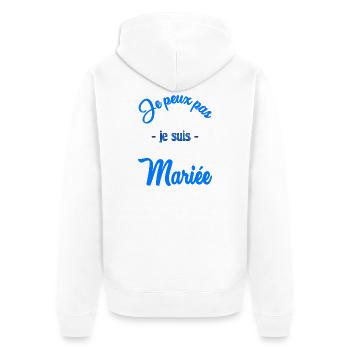 HOCHZEIT. HERZ. PAAR. ICH HABE GERADE GEHEIRATET. Junggesellinnenabschied - Unisex Premium Bio Zip Hoodie - Weiß - Hinten - Thijin (182cm)