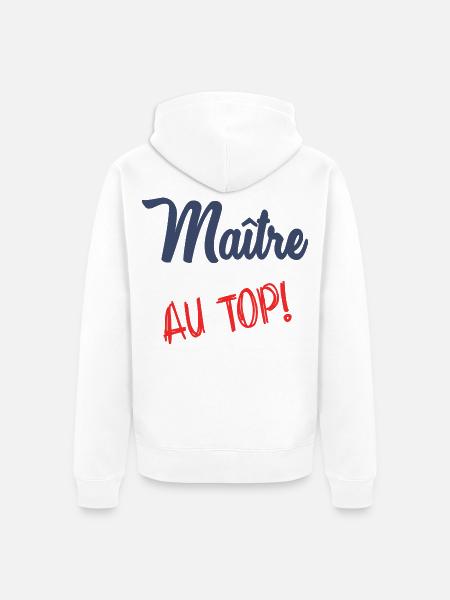 MASTER AT THE TOP - Unisex Premium Organic Zip Hoodie - white