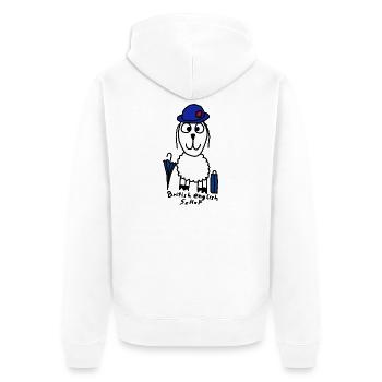 British English ScHoF - Unisex Premium Bio Zip Hoodie - Weiß - Hinten - Thijin (182cm)