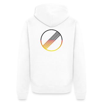 UNBEGRENZT DEUTSCHLAND by Unbegrenzt Apparel - Unisex Premium Bio Zip Hoodie - Weiß - Hinten - Thijin (182cm)