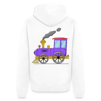 Kinderzug Eisenbahn lila - Unisex Premium Bio Zip Hoodie - Weiß - Hinten - Thijin (182cm)