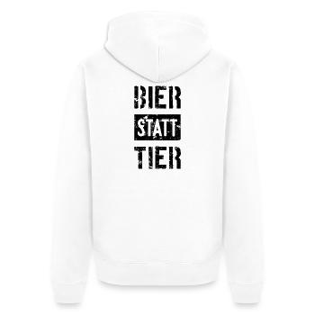 BIER STATT TIER - Unisex Premium Bio Zip Hoodie - Weiß - Hinten - Thijin (182cm)