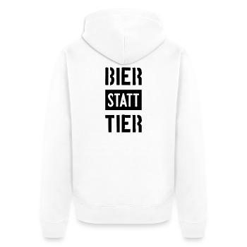 BIER STATT TIER VEGAN VEGANER - Unisex Premium Bio Zip Hoodie - Weiß - Hinten - Thijin (182cm)