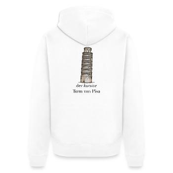 der kursive Turm von Pisa - schief versus kursiv - Unisex Premium Bio Zip Hoodie - Weiß - Hinten - Thijin (182cm)