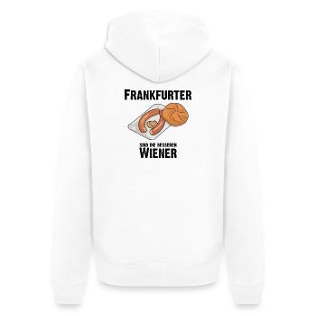 Frankfurter sind die besseren Wiener Würstchen - Unisex Premium Bio Zip Hoodie - Weiß - Hinten - Thijin (182cm)