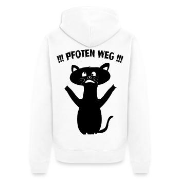 Pfoten weg - Unisex Premium Bio Zip Hoodie - Weiß - Hinten - Thijin (182cm)