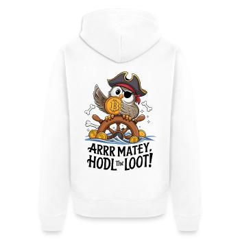 Hodl The Loot! - Unisex Premium Organic Zip Hoodie - white - Back - Thijin (182cm)