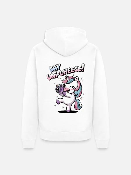 Say Uni-Cheese! - Unisex Premium Organic Zip Hoodie - white