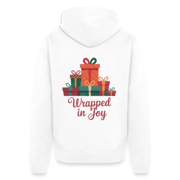 Enveloppé de joie - Veste à capuche bio Premium Unisexe - blanc - Dos - Thijin (182cm)
