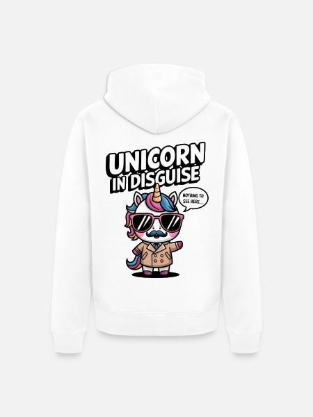 Unverkleidetes Einhorn - Unisex Premium Bio Zip Hoodie - Weiß