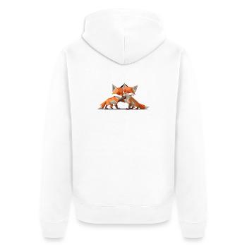 Low-poly Fox Cubs - Unisex Premium Bio Zip Hoodie - Weiß - Hinten - Thijin (182cm)