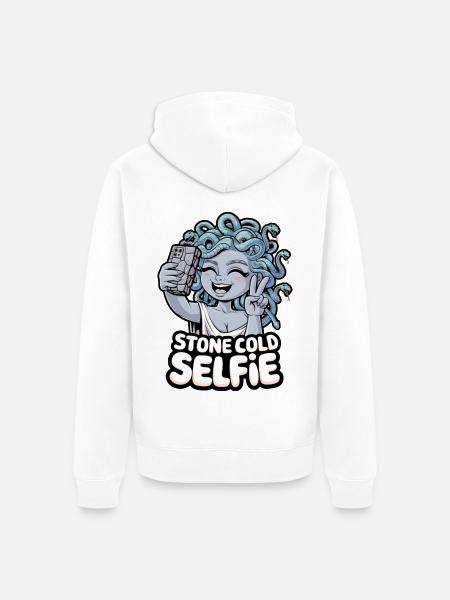 Stone Cold Selfie - Unisex Premium Organic Zip Hoodie - white