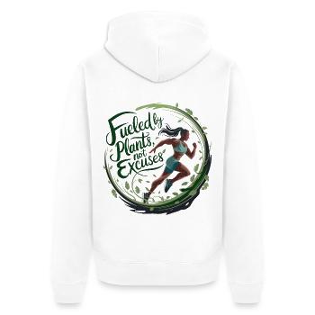 Fueled By Plants Not Excuses - Unisex Premium Organic Zip Hoodie - white - Back - Thijin (182cm)