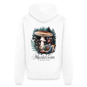 Pilzmeister - Unisex Premium Bio Zip Hoodie - Weiß - Hinten - Thijin (182cm)