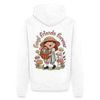 Fungi Friends Forever - Unisex Premium Organic Zip Hoodie - white - Back - Thijin (182cm)