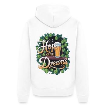 Hops And Dreams - Unisex Premium Organic Zip Hoodie - white - Back - Thijin (182cm)