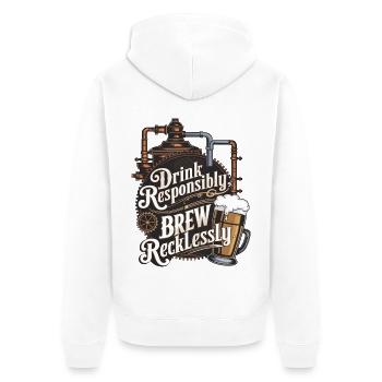 Drink Responsibly, Brew Recklessly - Unisex Premium Organic Zip Hoodie - white - Back - Thijin (182cm)