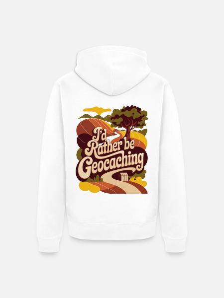 I'd Rather Be Geocaching - Unisex Premium Organic Zip Hoodie - white