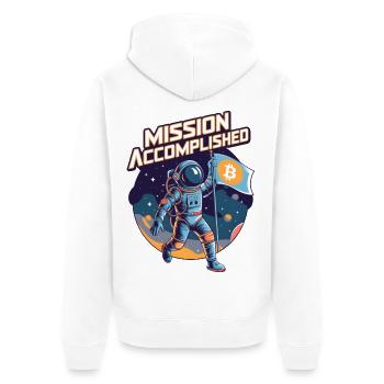 Mission erfüllt - Unisex Premium Bio Zip Hoodie - Weiß - Hinten - Thijin (182cm)