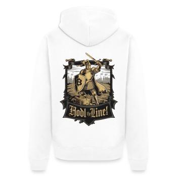 Hodl The Line! - Unisex Premium Organic Zip Hoodie - white - Back - Thijin (182cm)