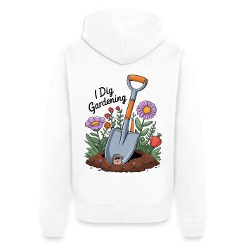 I Dig Gardening - Unisex Premium Organic Zip Hoodie - white - Back - Thijin (182cm)