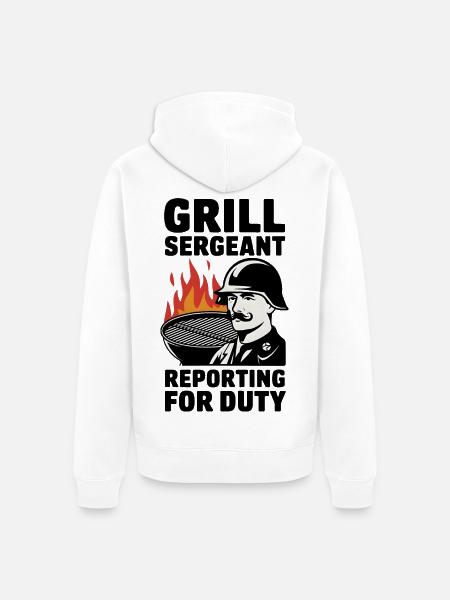 Grill Sergeant meldet sich zum Dienst - Unisex Premium Bio Zip Hoodie - Weiß