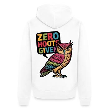 Zero Hoots Given - Unisex Premium Organic Zip Hoodie - white - Back - Thijin (182cm)