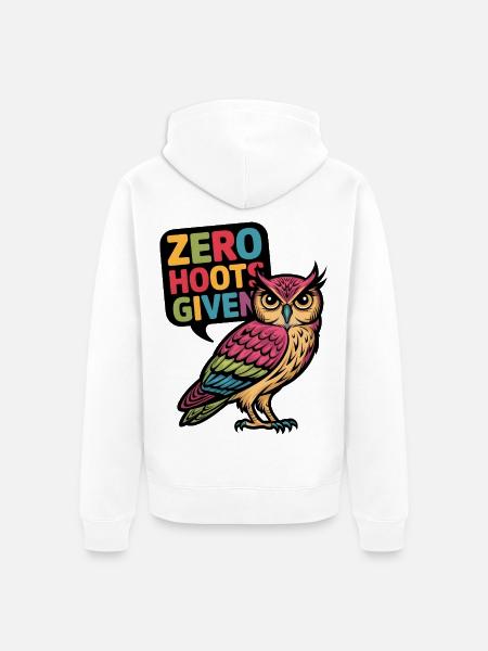 Zero Hoots Given - Unisex Premium Organic Zip Hoodie - white