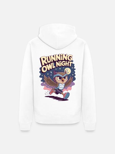 Running Owl Night - Unisex Premium Organic Zip Hoodie - white