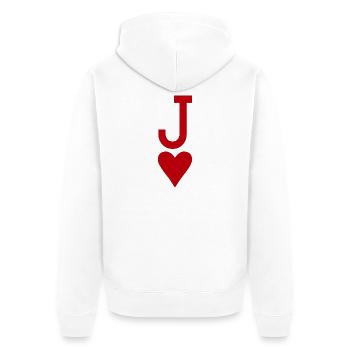 Poker Spielkarte - Herz Bube - Unisex Premium Bio Zip Hoodie - Weiß - Hinten - Thijin (182cm)